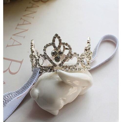 W3JF Girls Baby Kid Princess Rhinestone Crown Headband Newborn Tiara Photography Prop
