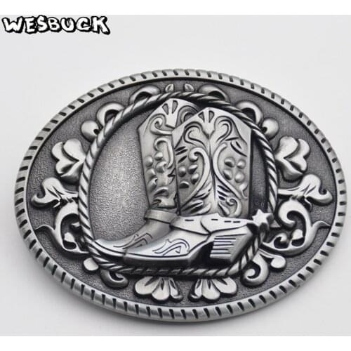 WesBuck Brand Cowboy Boots Metal Belt Buckles for Man Unisex Western Buckles Woman Cowgirl Cool Buckle With PU Belt Holiday gift