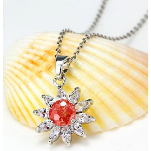 Weet ladies wind small micro jeweled rhodium sunflowers zircon pendant necklace