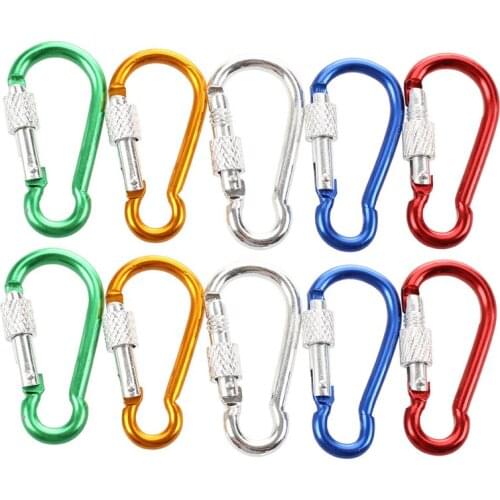 10Pcs Assorted Color Aluminum Alloy Carabiner Clip Hook Bottle Holders