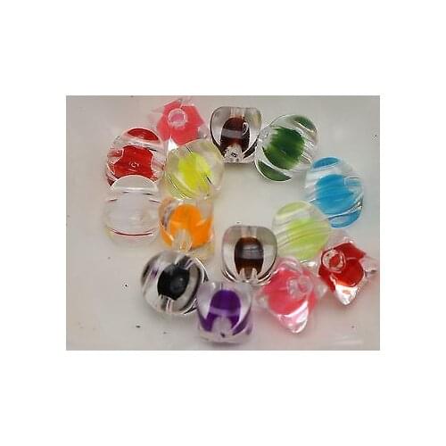 100 Mixed Color Acrylic Concave Cube Beads 8X8mm "Bead in Bead"
