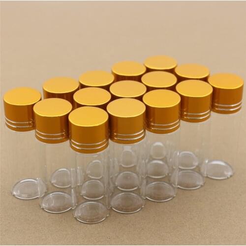 100 pcs/Lot 22*60mm 12ml Glass Bottle Golden Plastic Caps Glass Jars Craft Tiny Jar Mini Bottles Diy Gift