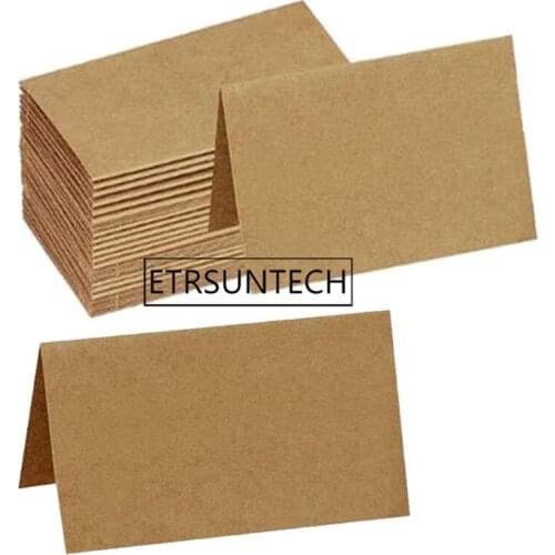1000pcs Foldover Cards Business Card Holder Folded Kraft Paper Card Ornaments Kraft Paper Postcard Greeting Gift Card