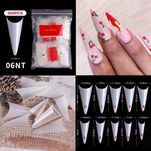 15-24.1mm 500pcs/bag False Ballerina Natural/Transparent Coffin Fake Nails Manicure Nails for Extension&Protection Nail Art N06