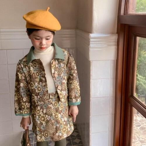 Hot Selling Children Spring Autumn New Flowers Embroidery Tops + Skirts 2pcs Sets Kids Korea Style Suits Toddler Sets Wz290