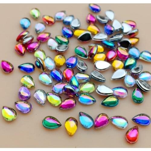 400Pcs 4*6mm Non Glass Water drop Rhinestones For Nails Art decorations Glitter costume Flat Back stones and crystals A56