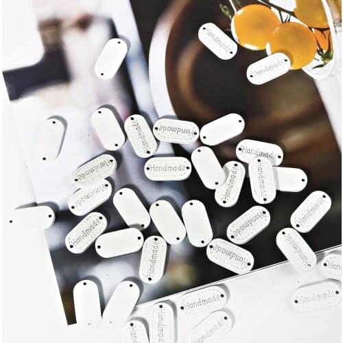 50Pcs Handmade Letter Pattern Wood Tags Oval Embossed Label Flag Labels For DIY Bags Shoes Decoration Garment Sewing Accessories