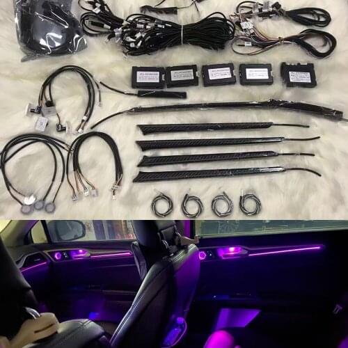 64 Colors Ambient Light For Ford Mendeo 2013-2021 Door Trim Neon Light LED Atmosphere Lamp Sperker Light Footlamp