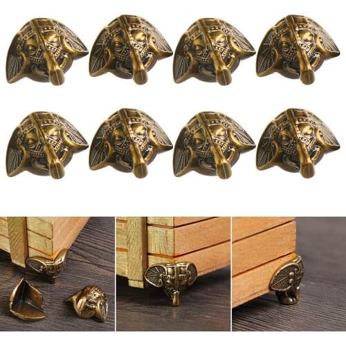 8PCS 28*23mm Antique Elephant Vintage Bronze Jewelry Chest Box Wooden Case Decorative Protection Feet Leg Plastic material