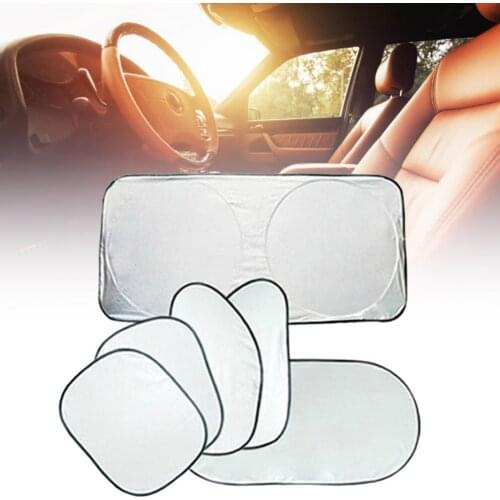 6Pcs Car Sun Shade Universal Foldable Silver Color Steering Wheel Cover Sunshade for Auto parasol coche солнцезащитная шторка