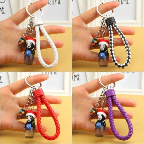 Miyazaki Hayao Animated Film Spirited Away Keychain Jewelry Chihiro Ogino PVC Doll Keyrings Charms for Women Bag Car Accessories