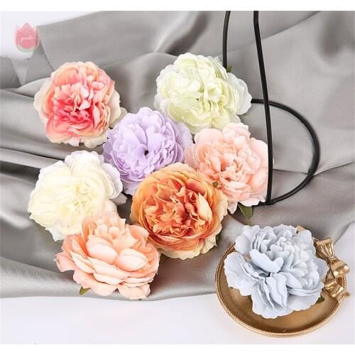 5Pcs 8Cm Silk Peony Artificial Flower Head For Wedding Home Decor Fake Flowers Diy Wreath Christmas Gift Box Fake Scrapbooking