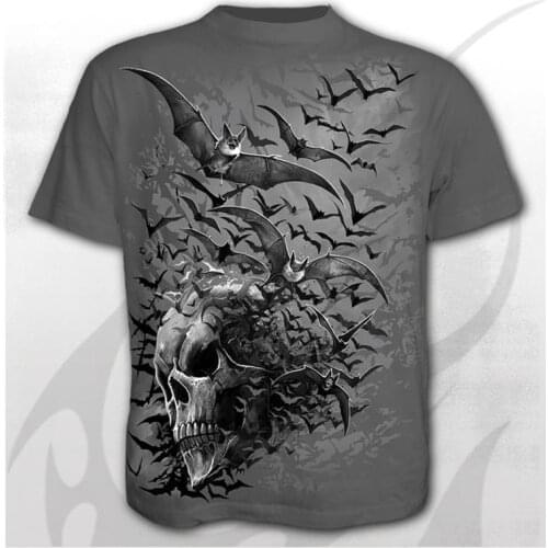 New Skull Bat Mens T-shirts High Street 3d Shirts Casual O-neck T-shirt Summer Fashion Tops Boys Clothing Large Size Streetwear