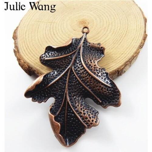Julie Wang 2PCS Alloy Antique Color Big Maple Leaves Charms Necklace Pendant Jewelry Making Findings DIY Accessory