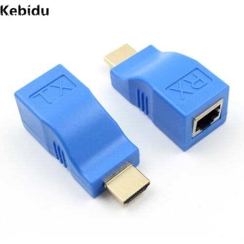 Kebidu Professional 4k RJ45 Ports HDMI-compatible Extension up to 30m Over CAT5e / 6 UTP LAN Ethernet Cable for HDTV HDPC