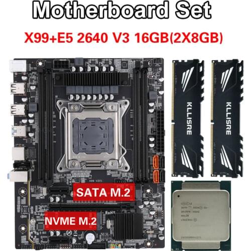 Kllisre X99 motherboard set Xeon E5 2640 V3 LGA2011-3 CPU 2pcs X 8GB =16GB 2666MHz DDR4 memory