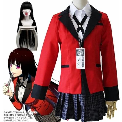 Kakegurui Jabami Yumeko Cosplay Costume Japanese High School JK Uniform Halloween Party Yumeko Jabami Cosplay Costumes 6pcs Set