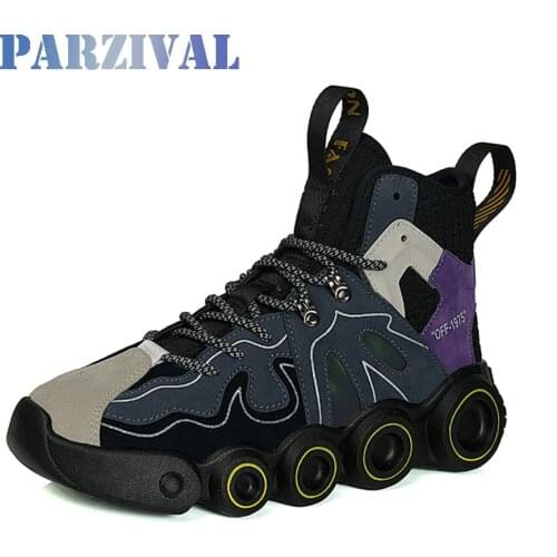 PARZIVAL Mens Sneakers Mesh Breathable Chunky High-top Men Casual Shoes Spring Autumn Platform Running Shoes Sports Shoes