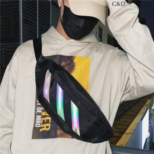 Chest Bag for Men Waist Bag Canvas chest Pack Male Street Reflective Crossbody Pack Casual Travel Bags Hip Hop Shoulder Pack