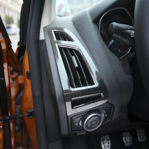 2Pcs Wood Grain ABS Air Conditioning Vent Sequins Air Conditioner Vents Sticker for Ford Focus 3 4 2012 2013 2014 2015 2016 2017