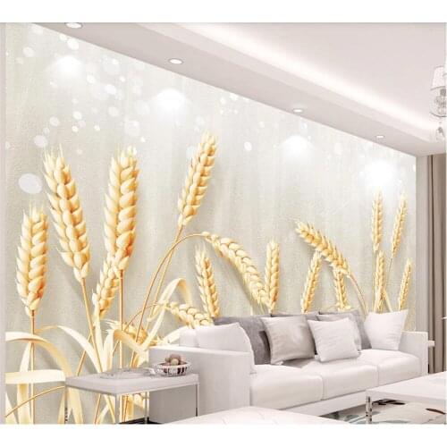 Custom wallpaper mural 3D-8D wall cloth simple and fresh reed wheat ears Nordic sofa background wall decoration painting