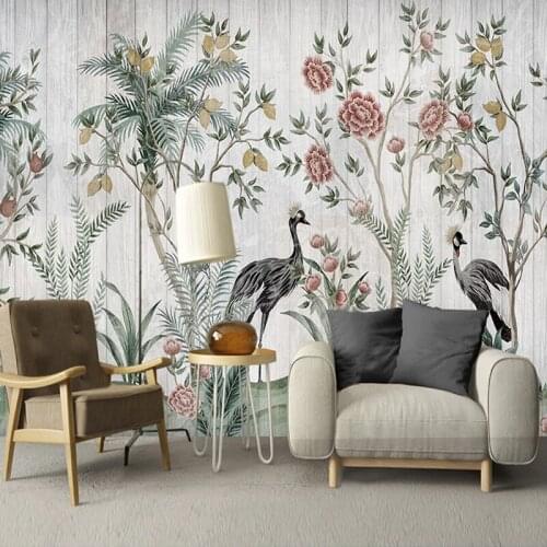 Custom 3D Wall Mural Wallpaper Pastoral Flowers Birds Photo Wall Papers Study Bedroom Living Room Sofa TV Background Home Decor