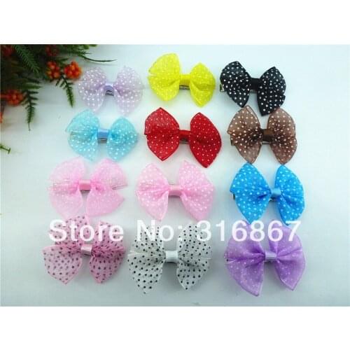 2019 new fashion 50pcs Kid Princess Organza Ribbon hair accessories Bow Hair Clips Girl Barrettes Aligator Clip hair clips HC-3
