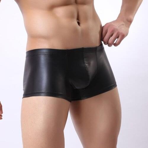 New Sexy Erotic Lingerie Boxer Leather Mens Underwear Latex Panties Men Homme Brand Clothing Shorts