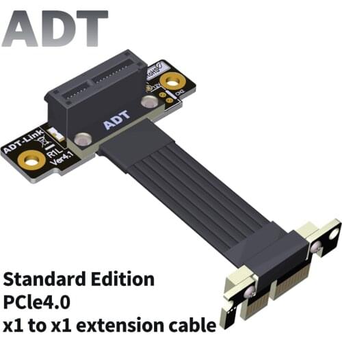 PCI-E X1 Riser Cable Dual 90 Degree PCIe 4.0 x1 To x1 Extension Cable PCI Express 1x Riser Card Ribbon Extender Gen4 16G/Bps