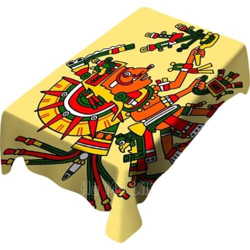 Invading Aztecs Abstract Polyester Rectangular Tablecloth Waterproof