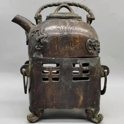 Rare Old Chinese QingDyansty copper Heating hip flask,best collection&adornment,free shipping