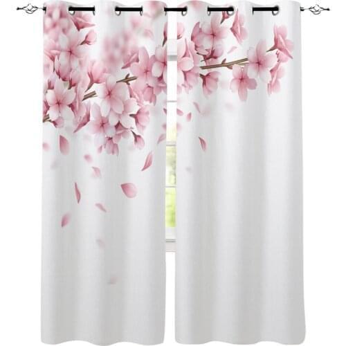 Pink Cherry Blossoms Room Curtains Large Window Curtains Bathroom Curtains Drapes Print Window Curtain Panels Party Decoration