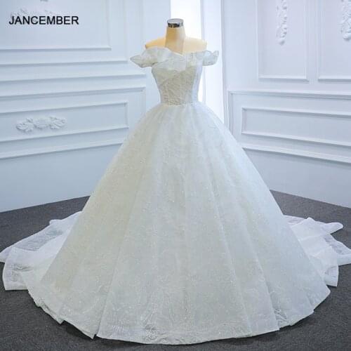 RSM67170 White Elegant Cross-Shaped Applique Print Pattern Wedding Dress 2021 Backless Back Lace-Up Design Banquet Formal Dress