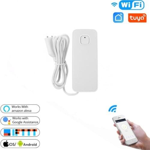 Tuya Smart Wifi Water Leak Sensor Detector Alarm Compatible With Smart Life Valve 80dB Alarm Sound Work With Google Alexa Home