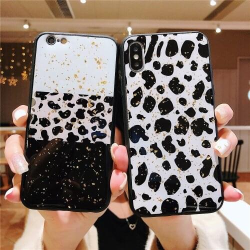 Stylish glitter leopard print phone case For 7 7Plus 8 8Plus X XS MAX XR Back Cover For iPhone 6 6s 6Plus 6sPlus