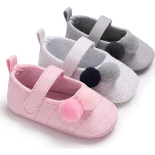 Newborn Baby Girls Shoes Sweet Ball Infant Toddler Soft Sole First Walkers Baby Princess Baby Shoes