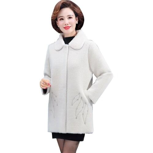 Thickened mink fleece coat womans winter jackets female fashion mid-length loose mink fleece jacket parker overcoat womens