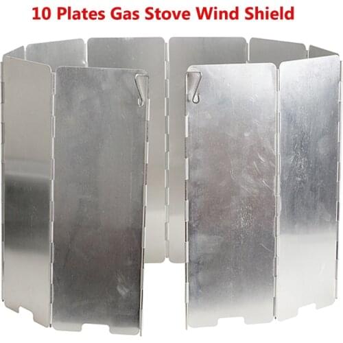 Outdoor Gas Stove Wind Shield Foldable 9/10 Plates Camping Cooking Windproof Portable Aluminium Alloy Picnic Stove Windshield