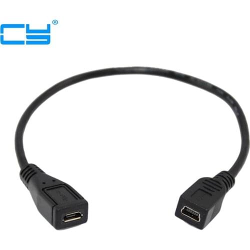 High Quality 25cm USB 2.0 Mini 5 Pin A Female To Micro 5p Female Socket Short adapter Cable 0.25m