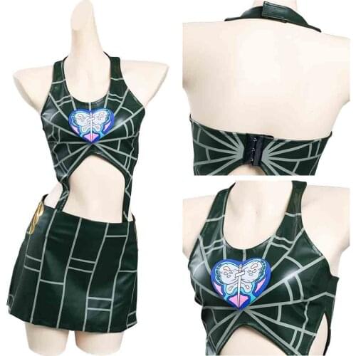 Anime JoJo‘s Bizarre Adventure Stone Ocean Jolyne Cujoh Cosplay Costume Outfits Skirt Halloween Carnival Suit