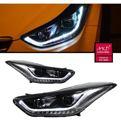 Car Headlight for Hyundai Elantra Headlights 2012-2016 LED Headlight DRL Bi Xenon Lens High Low Beam Parking Headlight assembly