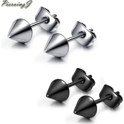 PiercingJ 1-10 pairs Studs Ear 22G 0.6mm Stainless Steel Spike Cone Ear Stud Earring Punk Cool Men Women Ear Piercing Jewelry