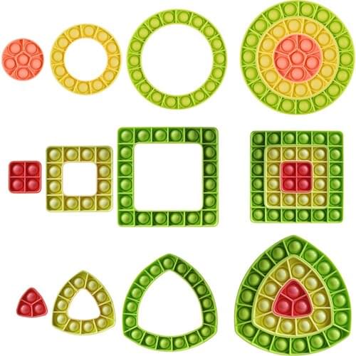 3pcs Silicone Geometrical Shape Push Bubble Board Autism Kids Sensory Fidget Toys Educational for Adults Kids Stress Relieve