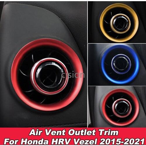 4/8x Air Condition Vent Outlet Circle Frame Knob Decorative Ring Cover Trim Aluminum Sticker For Honda HRV Vezel XRV 2015-2021