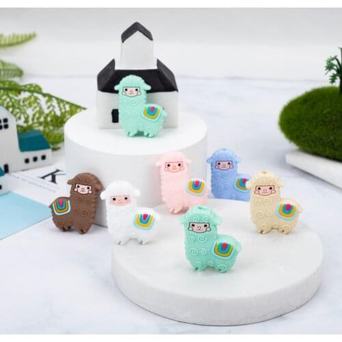 Sunrony 50pcs Sheep Baby Rodent BPA Food Free Silicone Teething Nursing Pacifier Clip Silicone Beads