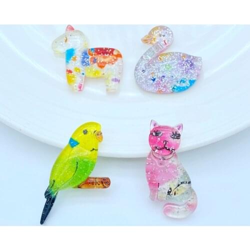 8Pcs New Mixed Mini Shining Cartoon Animals Flat Back Resin Scrapbooking DIY Jewelry Craft Decoration Accessories L49