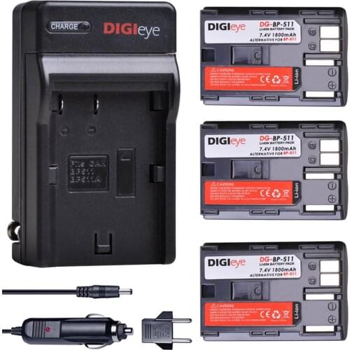 3x BP-511 BP-511A BP511 BP511A Battery and Wall Charger for Canon EOS 5D 10D 20D 20Da 30D 40D 50D D30 D60 Digital Camera