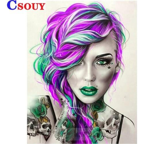 Color Hear Lady Diy Diamond Embroidery Beauty Diamond Mosaic Drawing Full Square Round Drill Diamond Painting Cross Stitch Decor