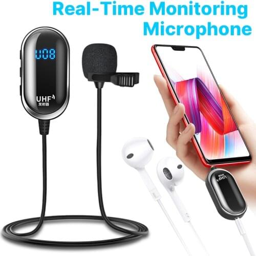 Wireless Lavalier Microphone System Wireless Lapel Mic for iPhone iPad Android Smartphone Camera Laptop YouTube Live Interview