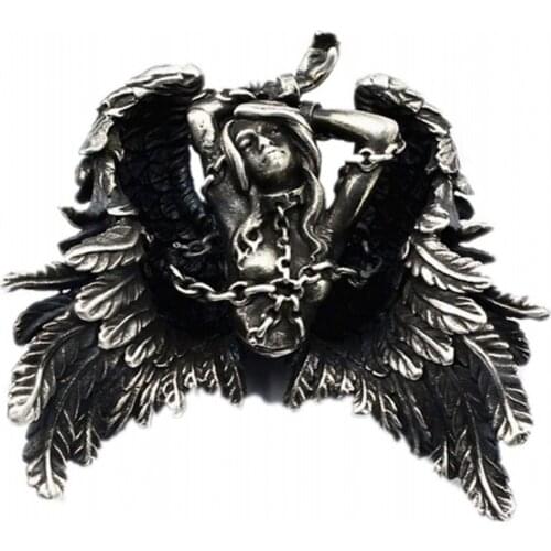 BOCAI Real s925 Pure silver flying Andromeda pendant for men and women handmade beauty binding lock angel wings Valentines Gift